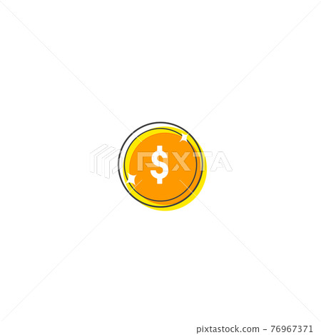 Flat Gold coin Outline Cartoon Style Suitable for Sticker, Icon. Isolated on a white background Flat Gold coin Outline Cartoon Style Suitable for Sticker, Icon. Isolated on a white background 76967371