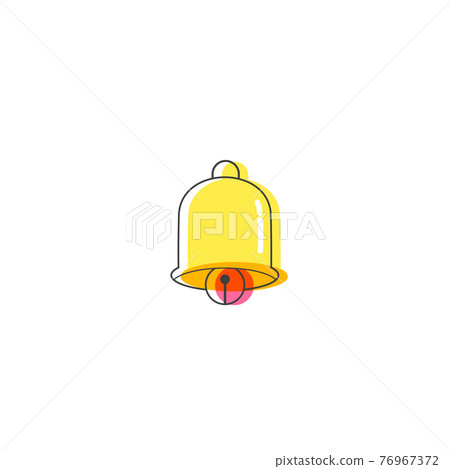Flat Yellow bell Outline Cartoon Style Suitable for Sticker, Icon. Isolated on a white background 76967372