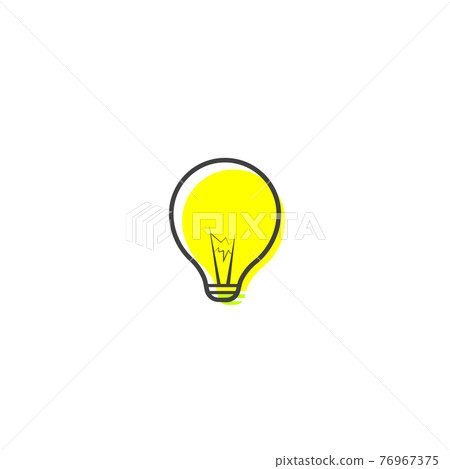 Flat Yellow bulb Outline Cartoon Style Suitable for Sticker, Icon. Isolated on a white background Flat Yellow bulb Outline Cartoon Style Suitable for Sticker, Icon. Isolated on a white background 76967375