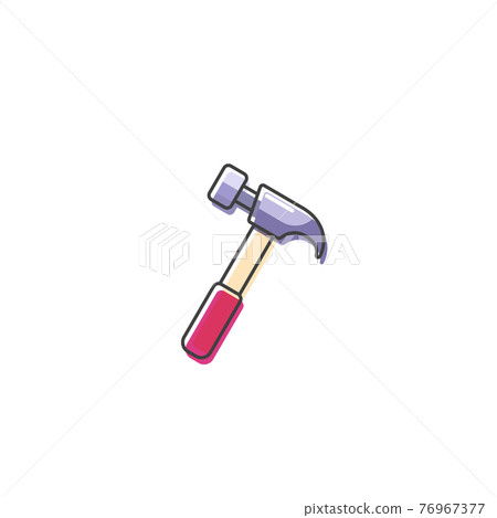 Flat Hammer Outline Cartoon Style Suitable for Sticker, Icon. Isolated on a white background 76967377