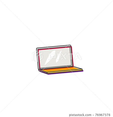 Flat Laptop Outline Cartoon Style Suitable for Sticker, Icon. Isolated on a white background Flat Laptop Outline Cartoon Style Suitable for Sticker, Icon. Isolated on a white background 76967378