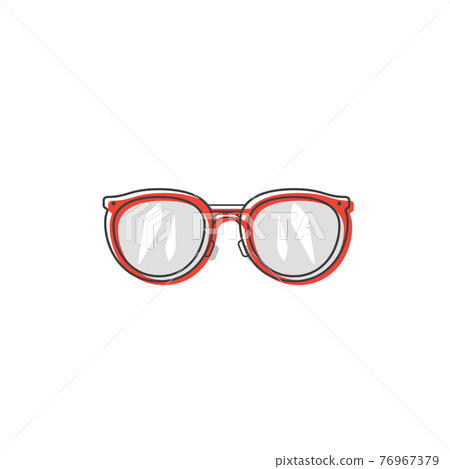 Flat Eyeglasses Outline Cartoon Style Suitable for Sticker, Icon. Isolated on a white background 76967379