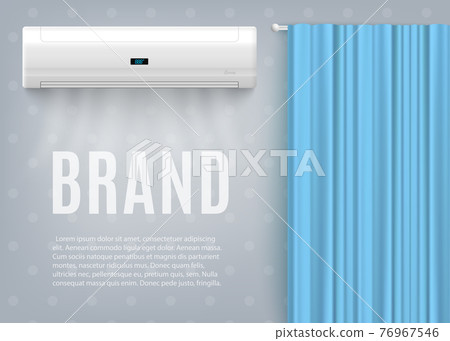 Banner with advertise of air conditioner for climate control temperature indoors 76967546