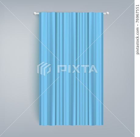 Blank blue window or shower curtain realistic vector illustration isolated. 76967551
