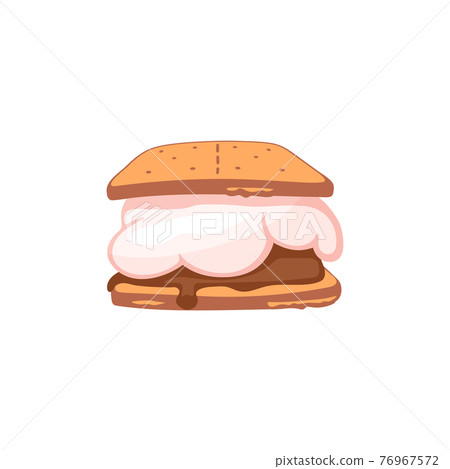 Childrens Smores dessert with marshmallow cartoon vector illustration isolated. 76967572