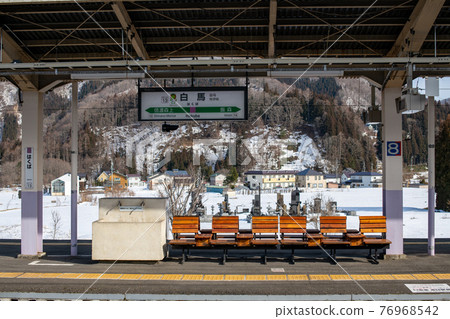 Hakuba Station on the Oito Line in March 76968542