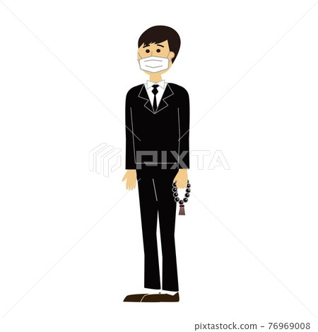 A young man attending a funeral with a mask A young man attending a funeral with a mask 76969008