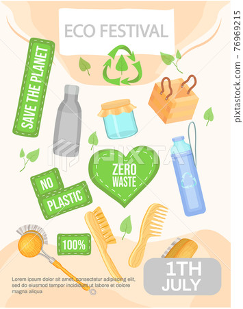 Eco festival concept poster. Environment inscription on green background with announcement Eco festival concept poster. Environment inscription on green background with announcement 76969215