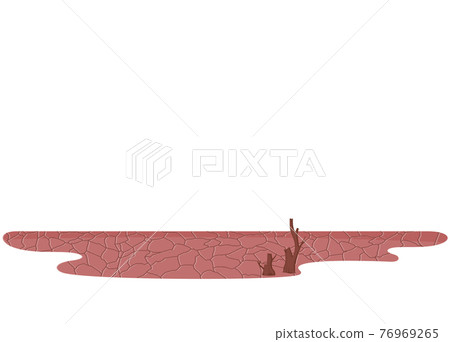 Dry cracked land with dead plant in farming field. Rural landscape vector flat design element Dry cracked land with dead plant in farming field. Rural landscape vector flat design element 76969265