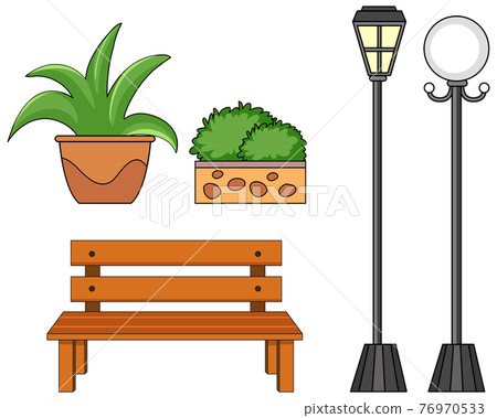Set of park element isolated on white background - Stock Illustration ...