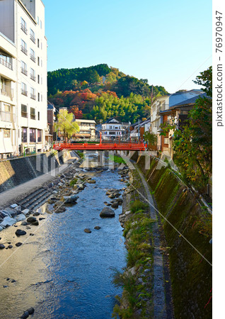 Yumura Onsen Onsen Town Prosperity Bridge and Haruki River Shinonsen Town Yumura Onsen Onsen Town Prosperity Bridge and Haruki River Shinonsen Town 76970947