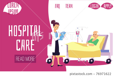 Website banner template for elderly persons healthcare flat vector illustration. 76971622