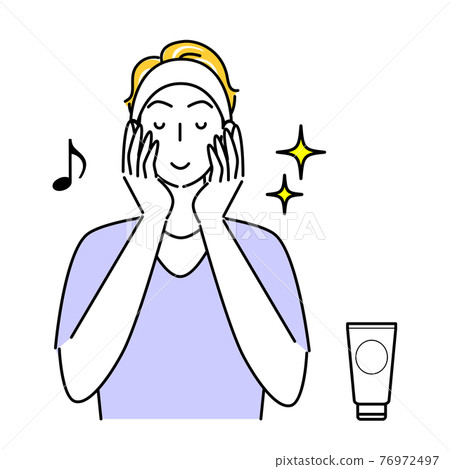 一個皮膚粗糙的男人做皮膚護理的插圖簡單矢量 76972497