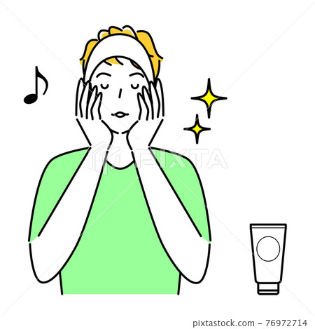 一個皮膚粗糙的男人做皮膚護理的插圖簡單矢量 76972714