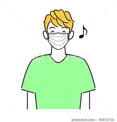 A refreshing man wearing a mask with a smile. Simple illustration. Vector A refreshing man wearing a mask with a smile. Simple illustration. Vector 76972716