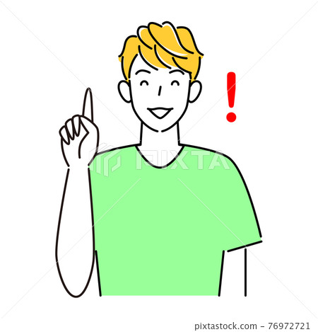 Pointing pose A refreshing male illustration with a smile Simple vector Pointing pose A refreshing male illustration with a smile Simple vector 76972721