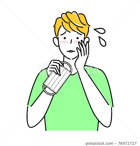 一名因戴口罩而皮膚粗糙的男子的插圖簡單向量圖 76972727