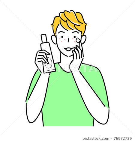 一個皮膚粗糙的男人做皮膚護理的插圖簡單矢量 一個皮膚粗糙的男人做皮膚護理的插圖簡單矢量 76972729