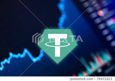 Tether USDT Cryptocurrency. Bitcoin coin growth chart on the exchange, chart 76972823