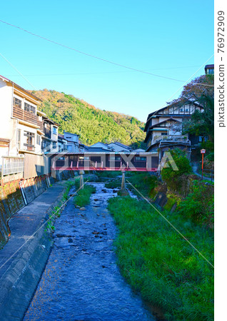 Yumura Onsen Haruki River scenery Shinonsen town Yumura Onsen Haruki River scenery Shinonsen town 76972909