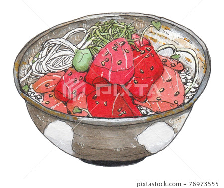 Hand-painted food and drink menu Tuna-pickled rice bowl 76973555