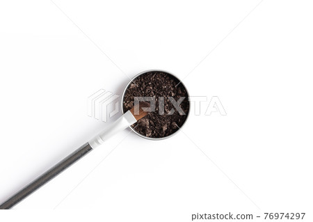 Dark brown face shadow in container and eye shadow or make-up brush Dark brown face shadow in container and eye shadow or make-up brush 76974297