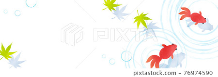 用於說明水下金魚和藍色秋葉的背景材料 76974590