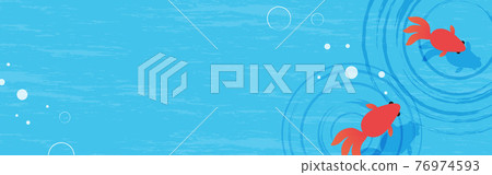 Underwater goldfish illustration background material Underwater goldfish illustration background material 76974593