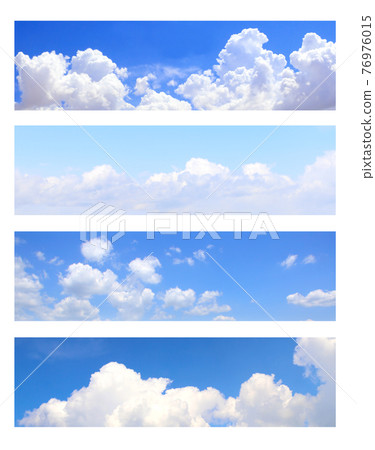 Collection of horizontal banner with white clouds in the blue sky 76976015