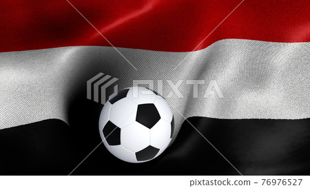 3D rendering of the flag of Yemen with a soccer ball 3D rendering of the flag of Yemen with a soccer ball 76976527
