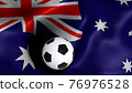 3D rendering of the flag of Australia with a soccer ball 76976528