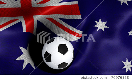 3D rendering of the flag of Australia with a soccer ball 3D rendering of the flag of Australia with a soccer ball 76976528