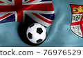 3D rendering of the flag of Fiji with a soccer ball 76976529