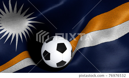 3D rendering of the flag of Marshall Islands with a soccer ball 3D rendering of the flag of Marshall Islands with a soccer ball 76976532