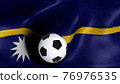 3D rendering of the flag of Nauru with a soccer ball 76976535