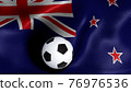 3D rendering of the flag of New Zealand with a soccer ball 76976536