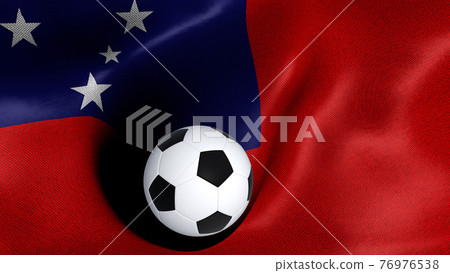 3D rendering of the flag of Samoa with a soccer ball 3D rendering of the flag of Samoa with a soccer ball 76976538