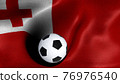 3D rendering of the flag of Tonga with a soccer ball 76976540