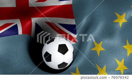 3D rendering of the flag of Tuvalu with a soccer ball 3D rendering of the flag of Tuvalu with a soccer ball 76976542