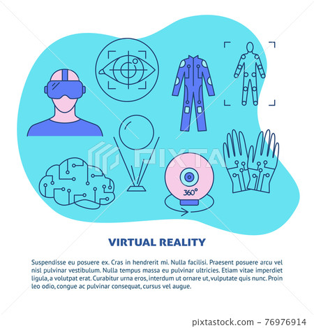 Virtual reality concept poster template in line style 76976914