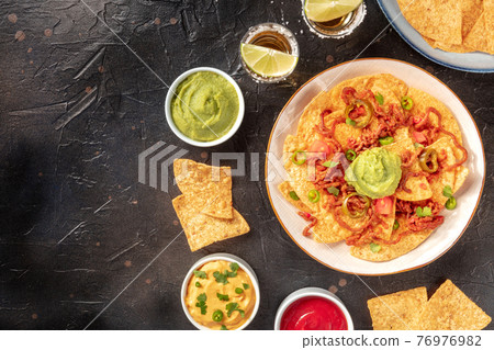 Nachos, top shot with a place for text 76976982