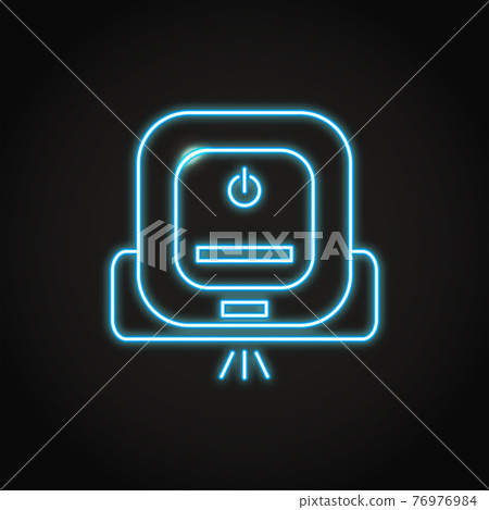 Neon smart robot mop icon in line style Neon smart robot mop icon in line style 76976984