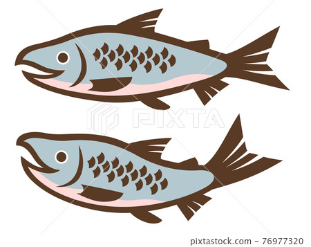 三文魚剪紙風格插畫 76977320