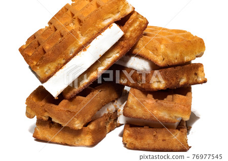 Waffle cookies with souffle, isolate on a white background 76977545