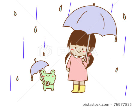 Rain frog girl holding an umbrella 76977855