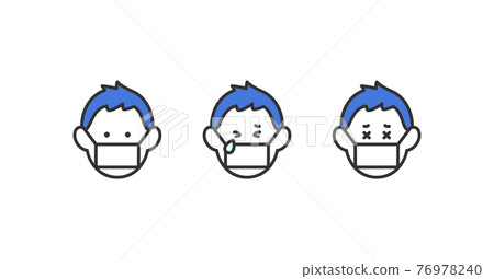 Facial expression pattern illustration set of boy wearing a mask Vector material 76978240