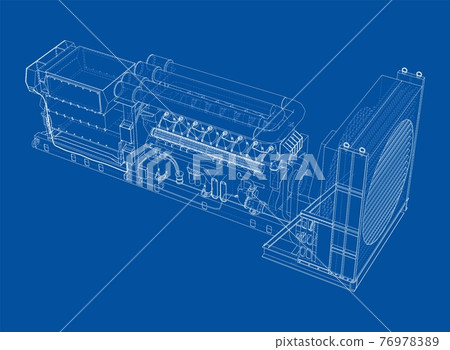 Large industrial diesel generator. Vector 76978389