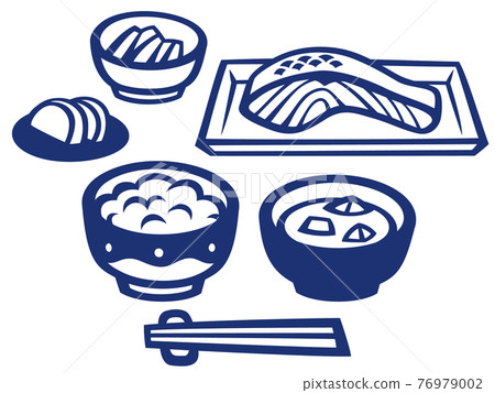 Japanese paper-cutting style illustration (dark blue) 76979002