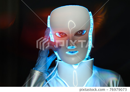 Portrait of futuristic robot. Concept of future technology. 76979073