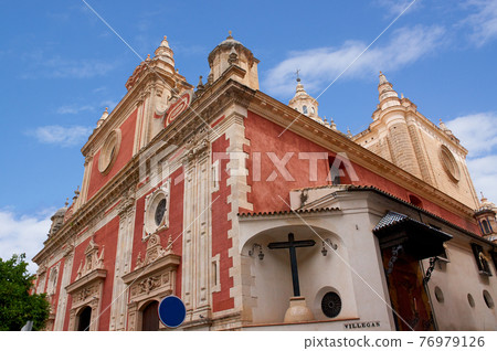 Historic buildings and monuments of Seville, Spain. hands. Statue. Iglesia Colegial Salvador Historic buildings and monuments of Seville, Spain. hands. Statue. Iglesia Colegial Salvador 76979126